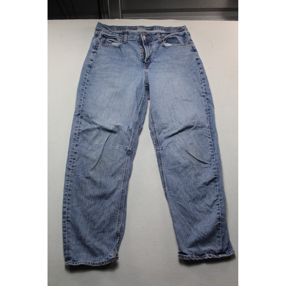 Old Navy Barrel Leg Jeans Womens Size 14 Blue Excellent High Rise Medium Wash